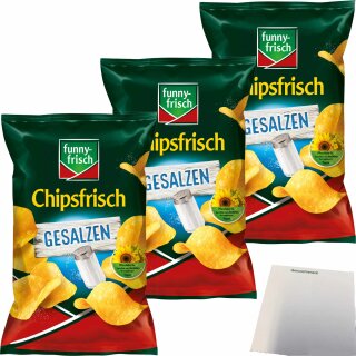 funny-frisch Chipsfrisch Gesalzen 3er Pack (3x150g Packung) + usy Block
