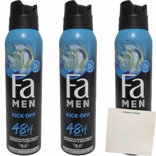 Fa Men Men Kick Off 48h Schutz 3er Pack (3x150ml Deodorant & Bodyspray 2in1) + usy Block