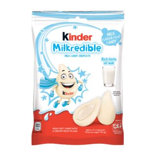 kinder Milkredible white milky candy droplets mit cremiger Milch-Füllung (105,3g Beutel)