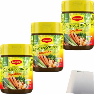 Maggi Gartengemüse Bouillon für 7L 3er Pack (3x130g Glas) + usy Block