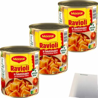 Maggi Ravioli in Tomatensauce 3er Pack (3x800g Dose) + usy Block