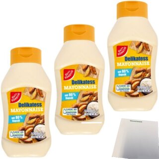 Gut & Günstig Delikatess Mayonnaise 3er Pack (3x500ml Flasche) + usy Block