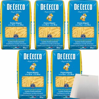 De Cecco Nudeln Penne Rigate n.41 5er Pack (5x500g Packung) + usy Block