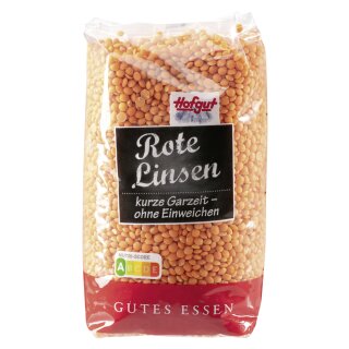 Hofgut Rote Linsen (500g Beutel)