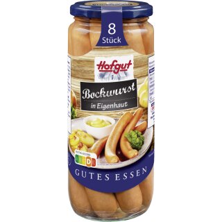 Hofgut Bockwürste in Eigenhaut (8/360g Glas)