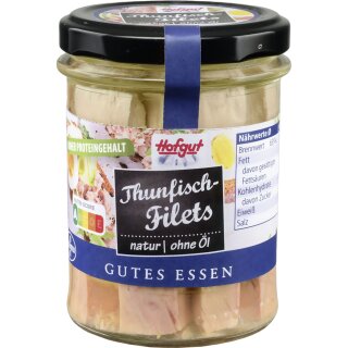 Hofgut Thunfisch Filets Wasser (200g Glas)