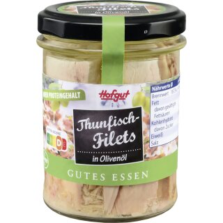 Hofgut Thunfisch Filets in Olivenöl (190g Glas)