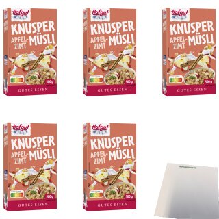 Hofgut Müsli Apfel-Zimt VPE (5x500g Packung) + usy Block