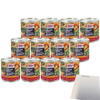 Hofgut Erbsen sehr fein mit Möhren VPE (12x212ml Dose) + usy Block