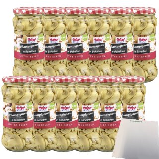 Hofgut Champignons in Scheiben VPE (12x370ml Glas) + usy Block