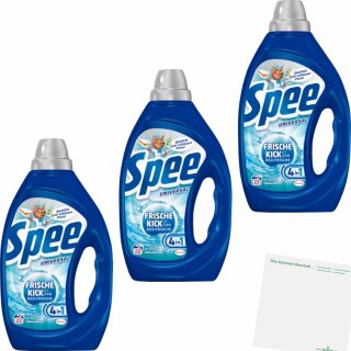 Spee Universal Vollwaschmittel Frische Kick 24h Deo-Frische 3er pack (22WL 3x 990ml Flasche) + usy Block