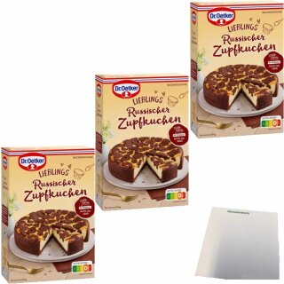 Dr. Oetker Russischer Zupf kuchen Backmischung  3er Pack (3x670g Packung) + usy Block