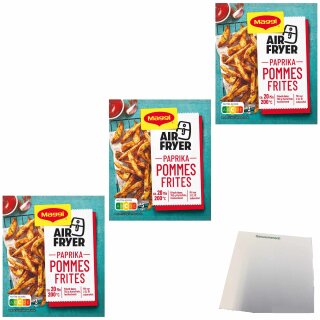 Maggi Air Fryer Paprika Pommes Frites Fix Gewürzmischung 3er Pack (3x34g Packung) + usy Block