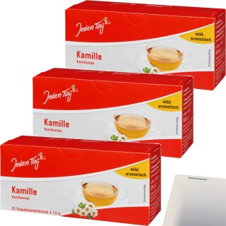Jeden Tag Tee Kamille 3er Pack (3x25x1,5g Packung) + usy Block