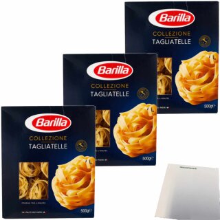 Barilla Tagliatelle all Uovo gelb 3er Pack (3x500g Packung) + usy Block