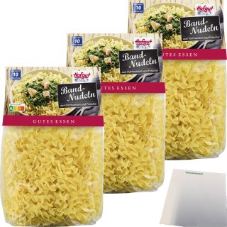 Hofgut Bandnudeln 8mm 3er Pack (3x500g Beutel) + usy Block