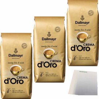 Kaffeebohnen Dallmayr Crema d´Oro ganze Bohnen 3er Pack (3x1kg Packung) + usy Block