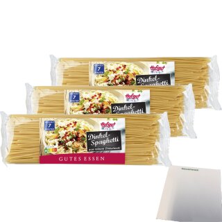 Hofgut Dinkel-Spaghetti 3er Pack (3x500g Beutel) + usy Block
