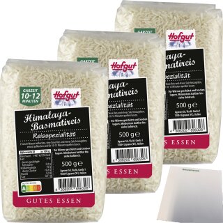Hofgut Himalaya Basmati 3er Pack (3x500g Packung) + usy Block