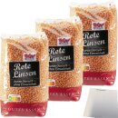 Hofgut Rote Linsen 3er Pack (3x500g Beutel) + usy Block