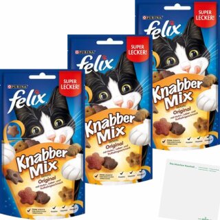 Felix Knabbermix Original für Katzen 3er Pack (3x60g Tüte) + usy Block