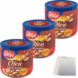 ültje Ofengebackene Erdnüsse gebacken & gesalzen 3er Pack (3x180g Dose) + usy Block