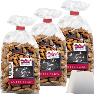 Hofgut Mandelkerne natur braun 3er Pack (3x200g Beutel) + usy Block
