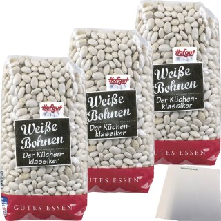 Hofgut Weisse Bohnen 3er Pack (3x500g Beutel) + usy Block