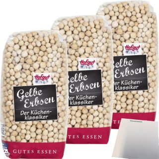 Hofgut Gelbe Erbsen 3er Pack (3x500g Beutel) + usy Block