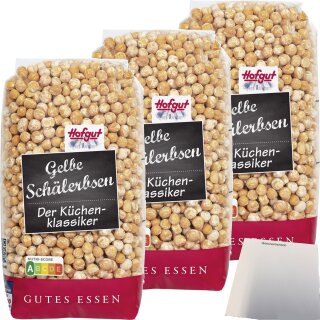 Hofgut Gelbe geschälte Erbsen 3er Pack (3x500g Beutel) + usy Block