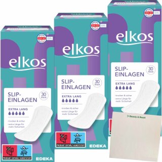 Elkos Slipeinlagen Extra Lang 3er Pack (3x30St Packung) + usy Block