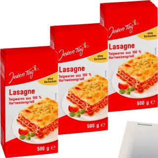 Jeden Tag Lasagne 3er Pack (3x500g Packung) + usy Block