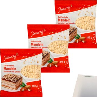 Jeden Tag Mandeln gehackt 3er Pack (3x100g Packung) + usy Block