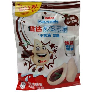 kinder Milkredible Cocoa milky candy droplets mit cremiger Kakao-Füllung (105,3g Beutel) CN