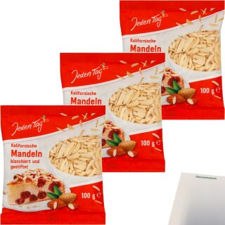 Jeden Tag Mandeln gestiftelt 3er Pack (3x100g Packung) + usy Block