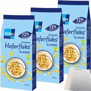 Kölln Knusprige Haferfleks Klassik 3er Pack (3x375g Beutel) + usy Block