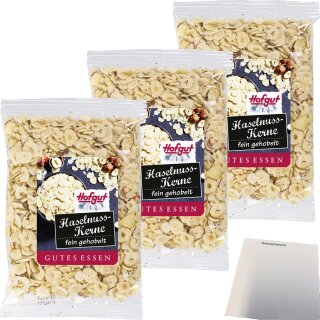 Hofgut Haselnusskerne gehobelt 3er Pack (3x100g Beutel) + usy Block