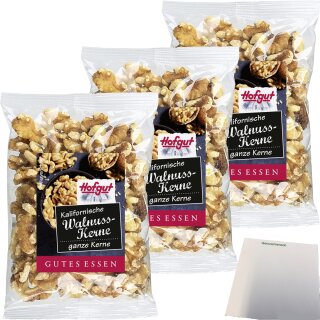 Hofgut Walnusskerne ganz 3er Pack (3x100g Beutel) + usy Block