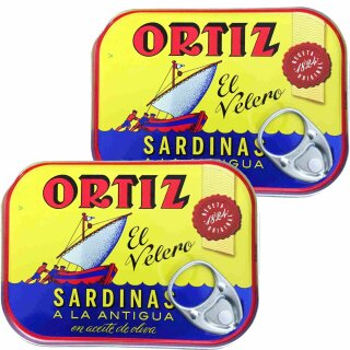 Conservas Ortiz Sardinas a la antiqua Sardinen in Olivenöl 2er Pack (2x140g Dose)