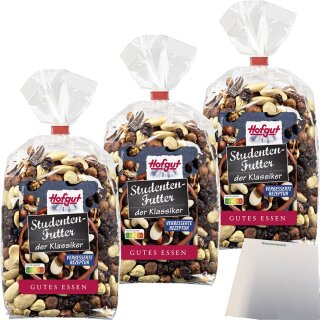Hofgut Studentenfutter 3er Pack (3x500g Beutel) + usy Block