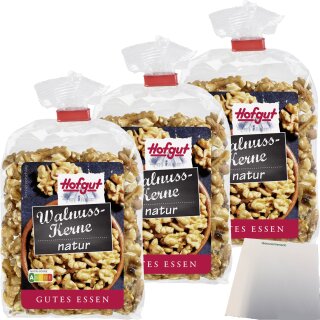 Hofgut Walnusskerne 3er Pack (3x200g Beutel) + usy Block