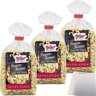 Hofgut Pinienkerne 3er Pack (3x150g Beutel) + usy Block