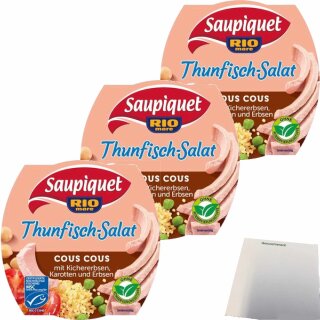 Saupiquet Thunfisch Salat Cous Cous 3er Pack (3x160g Dose) + usy Block