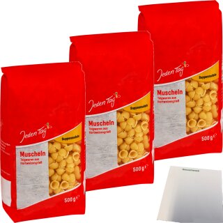Jeden Tag Suppennudeln Muscheln 3er Pack (3x500g Packung) + usy Block