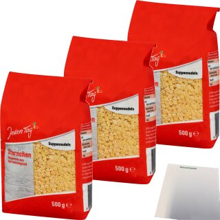 Jeden Tag Suppennudeln Sternchen 3er Pack (3x500g Packung) + usy Block