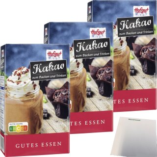 Hofgut Backkakao 3er Pack (250g Packung) + usy Block