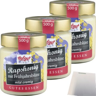 Hofgut Rapshonig 3er Pack (3x500g Glas) + usy Block