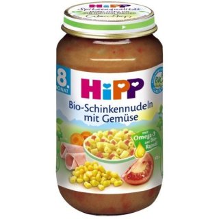 Hipp Bio-Schinkennudeln mit Gemüse ab 8. Monate, (220g Glas)