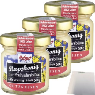 Hofgut Rapshonig mit Frühjahrsblüte 3er Pack (3x50g Glas) + usy Block