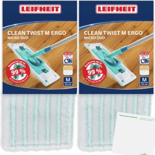 Leifheit Wischbezug Clean Twist M Ergo Micro duo 33cm breit 2er Pack + usy Block